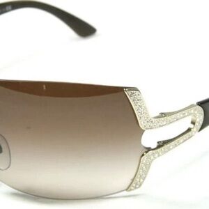 Bvlgari VINTAGE Sunglasses BV6038B 27813 35mm Pale Gold / Brown Gradient Lens